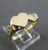 ESTATE 14KT YELLOW GOLD HANDCRAFTED DOUBLE HEART LOVE ENGRAVABLE RING 7mm #24490