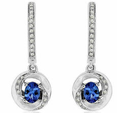 ESTATE .45CT DIAMOND & AAA TANZANITE 14KT WHITE GOLD LOVE KNOT HANGING EARRINGS