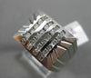 ESTATE .28CT DIAMOND 14KT WHITE GOLD SHINY & MATTE 3D MULTI ROW SQUARE MENS RING