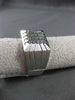 ESTATE .28CT DIAMOND 14KT WHITE GOLD SHINY & MATTE 3D MULTI ROW SQUARE MENS RING