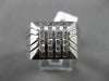 ESTATE .28CT DIAMOND 14KT WHITE GOLD SHINY & MATTE 3D MULTI ROW SQUARE MENS RING