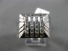 ESTATE .28CT DIAMOND 14KT WHITE GOLD SHINY & MATTE 3D MULTI ROW SQUARE MENS RING