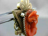 ESTATE MASSIVE PEARL & CORAL 14K YELLOW GOLD HANDCRAFTED TASSEL PIN BROOCH 24432
