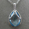 ESTATE 3.65CT DIAMOND & BLUE TOPAZ 14K WHITE GOLD 3D PEAR SHAPE FLOATING PENDANT