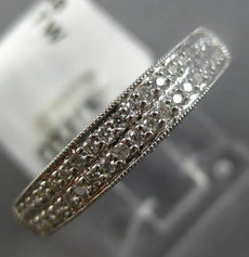 ESTATE .33CT DIAMOND 14K WHITE GOLD 3D DOUBLE ROW PAVE MILGRAIN ANNIVERSARY RING