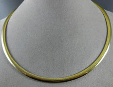 14KT WHITE & YELLOW GOLD CLASSIC DOUBLE SIDED LOBSTER LOCK OMEGA NECKLACE #25982