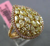 ESTATE LARGE 1.98CT PINK & YELLOW DIAMOND 18KT YELLOW & ROSE GOLD 3D PEAR RING