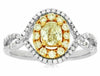 ESTATE WIDE 1.03CT WHITE & FANCY YELLOW DIAMOND 14KT WHITE GOLD ENGAGEMENT RING