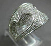 ESTATE LARGE 1.63CT ROUND DIAMOND 18KT WHITE GOLD 3D DOUBLE HEART LOVE RING