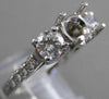 ESTATE .72CT DIAMOND 14K WHITE GOLD 3D 3 STONE SEMI MOUNT ENGAGEMENT RING #18596