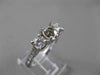 ESTATE .72CT DIAMOND 14K WHITE GOLD 3D 3 STONE SEMI MOUNT ENGAGEMENT RING #18596