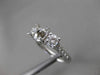 ESTATE .72CT DIAMOND 14K WHITE GOLD 3D 3 STONE SEMI MOUNT ENGAGEMENT RING #18596