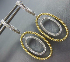 ESTATE .60CT DIAMOND 14KT 2 TONE GOLD CLASSIC DOUBLE OVAL ROPE HANGING EARRINGS