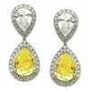 LARGE 6.01CT WHITE & FANCY YELLOW DIAMOND 18KT TWO TONE GOLD TEAR DROP EARRINGS