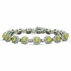 LARGE 10.65CT WHITE & CANARY DIAMOND 18K TWO TONE GOLD 3D FLOWER TENNIS BRACELET