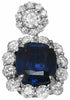GIA LARGE 6.57CT DIAMOND & AAA SAPPHIRE 18KT WHITE GOLD CUSHION HANGING EARRINGS