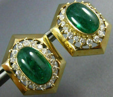 EXTRA LARGE 11.90CT DIAMOND & AAA EMERALDS 14K YELLOW GOLD OVAL CLIP ON EARRINGS