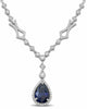 GIA 4.30CT DIAMOND & AAA SAPPHIRE 18K WHITE GOLD PEAR SHAPE LARIAT DROP NECKLACE