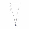 GIA 4.30CT DIAMOND & AAA SAPPHIRE 18K WHITE GOLD PEAR SHAPE LARIAT DROP NECKLACE