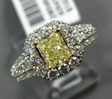 1.49CT WHITE & FANCY YELLOW PRINCESS DIAMOND 18KT 2 TONE GOLD 3D ENGAGEMENT RING
