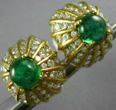 LARGE 5.50CT DIAMOND & AAA EMERALD 18KT YELLOW GOLD DOME SHAPE CLIP ON EARRINGS