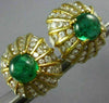 LARGE 5.50CT DIAMOND & AAA EMERALD 18KT YELLOW GOLD DOME SHAPE CLIP ON EARRINGS