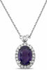 GIA LARGE 3.20CT DIAMOND & AAA PURPLE SAPPHIRE 18K WHITE GOLD OVAL HALO NECKLACE