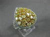 GIA LARGE 2.55CT WHITE & FANCY YELLOW DIAMOND 18K TWO TONE GOLD ANNIVERSARY RING