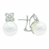 LARGE .94CT DIAMOND & AAA SOUTH SEA PEARL 18K WHITE GOLD FLOWER CLIP ON EARRINGS