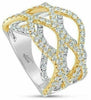 ESTATE WIDE 2.11CT DIAMOND 18K TWO TONE GOLD CRISS CROSS SEMI ETERNITY LOVE RING