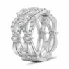 ESTATE WIDE .94CT DIAMOND 14K WHITE GOLD 3D OVERLAPPING WEDDING ANNIVERSARY RING