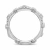 ESTATE WIDE .94CT DIAMOND 14K WHITE GOLD 3D OVERLAPPING WEDDING ANNIVERSARY RING