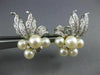 LARGE 1.21CT DIAMOND & SOUTH SEA PEARL 14K WHITE GOLD 3D FLOWER CLIP ON EARRINGS