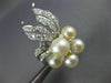 LARGE 1.21CT DIAMOND & SOUTH SEA PEARL 14K WHITE GOLD 3D FLOWER CLIP ON EARRINGS