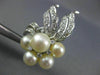 LARGE 1.21CT DIAMOND & SOUTH SEA PEARL 14K WHITE GOLD 3D FLOWER CLIP ON EARRINGS