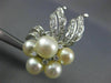 LARGE 1.21CT DIAMOND & SOUTH SEA PEARL 14K WHITE GOLD 3D FLOWER CLIP ON EARRINGS