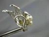 LARGE 1.21CT DIAMOND & SOUTH SEA PEARL 14K WHITE GOLD 3D FLOWER CLIP ON EARRINGS