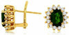 ESTATE 2.50CT DIAMOND & AAA RUSSALITE 14KT YELLOW GOLD OVAL HALO FLOWER EARRINGS
