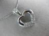 ESTATE .42CT DIAMOND 14KT WHITE GOLD 3D CLASSIC OPEN HEART PAVE PENDANT #18303