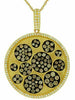 1.49CT WHITE & CHOCOLATE FANCY DIAMOND 14K YELLOW GOLD 3D MULTI CIRCULAR PENDANT