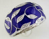 ESTATE WIDE .10CT DIAMOND & BLUE ENAMEL 14KT WHITE GOLD 3D MULTI LEAF FUN RING