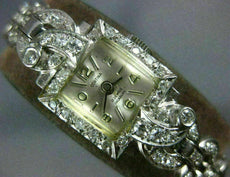 ANTIQUE CORTINA 2.75CT OLD MINE DIAMOND PLATINUM & 14KT WHITE GOLD WATCH #1959