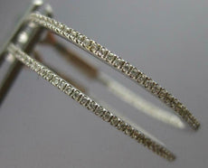 ESTATE .75CT DIAMOND 14KT WHITE GOLD 3D CLASSIC INSIDE OUT HOOP HANGING EARRINGS