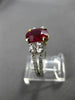ANTIQUE PLATINUM & 18KT Y GOLD 4.05CT DIAMOND & RUBY 3 STONE ENGAGEMENT RING E/F