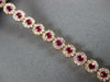 2.94CT DIAMOND & AAA RUBY 14KT ROSE GOLD ROUND HALO MULTI FLOWER TENNIS BRACELET