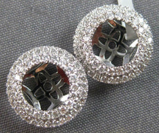 ESTATE LARGE .44CT DIAMOND 18K WHITE GOLD 3D CLASSIC DOUBLE HALO EARRING JACKETS