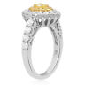 ESTATE WIDE 1.36CT WHITE & FANCY YELLOW DIAMOND 18K 2 TONE GOLD ENGAGEMENT RING