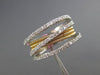 ESTATE LARGE .60CT DIAMOND 14K TWO TONE GOLD MULTI ROW WEDDING ANNIVERSARY RING