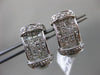 ESTATE WIDE 1.38CT DIAMOND MULTI SHAPE 18KT WHITE GOLD CLIP ON HANGING EARRINGS
