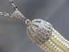ESTATE EXTRA LARGE 1.27CT DIAMOND & AAA PEARL 18KT WHITE GOLD 3D TASSLE NECKLACE